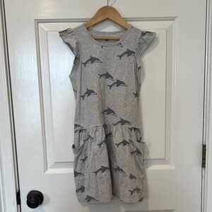Tea Collection Gray Dolphin Print Kids Dress